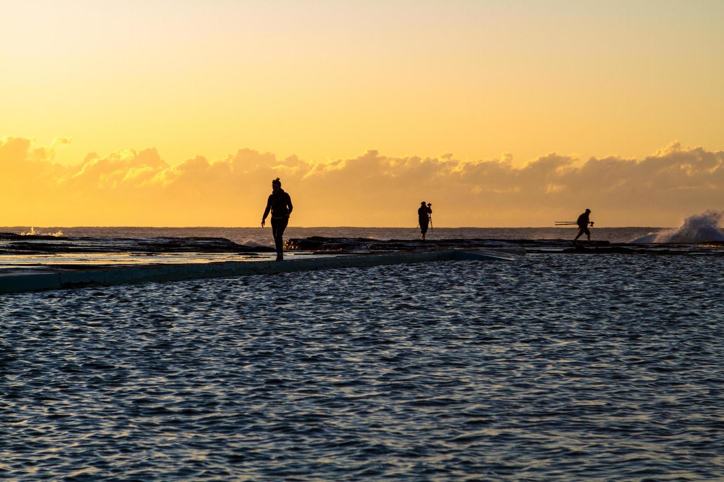 Sydney, Australia, 2020 - Silhouette of people walking near the ocean photo