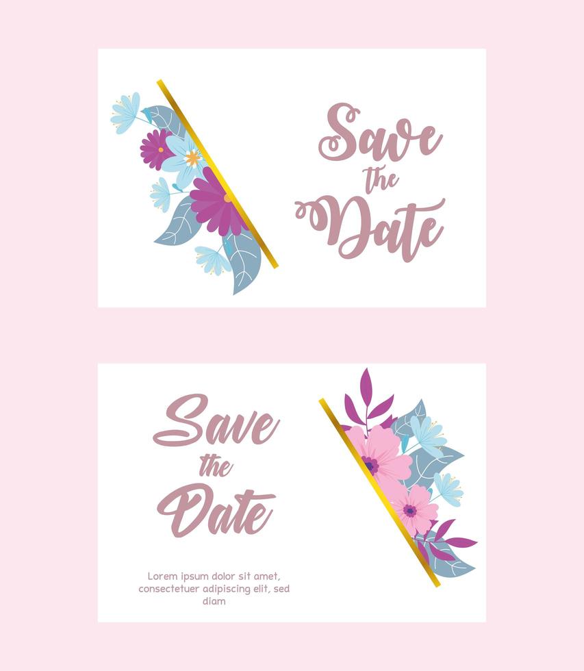 Elegant floral wedding card set vector