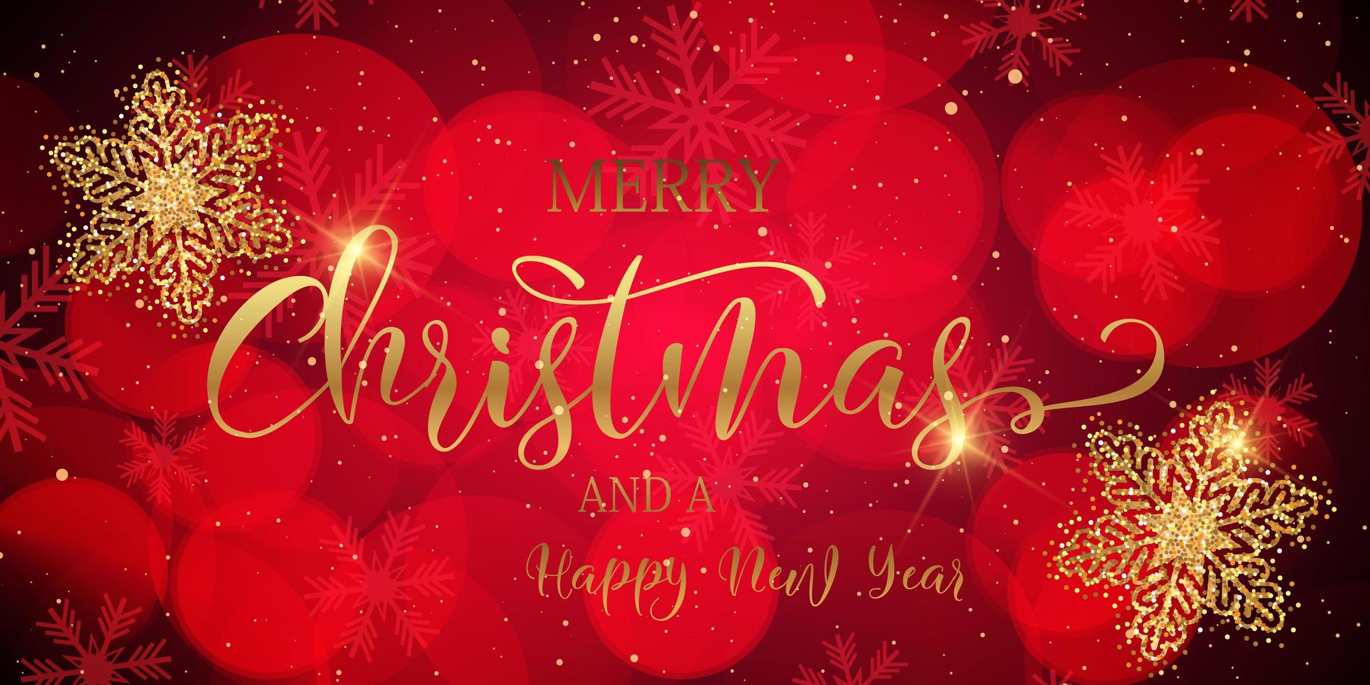Christmas banner with glittery snowflakes and decorative text vector
