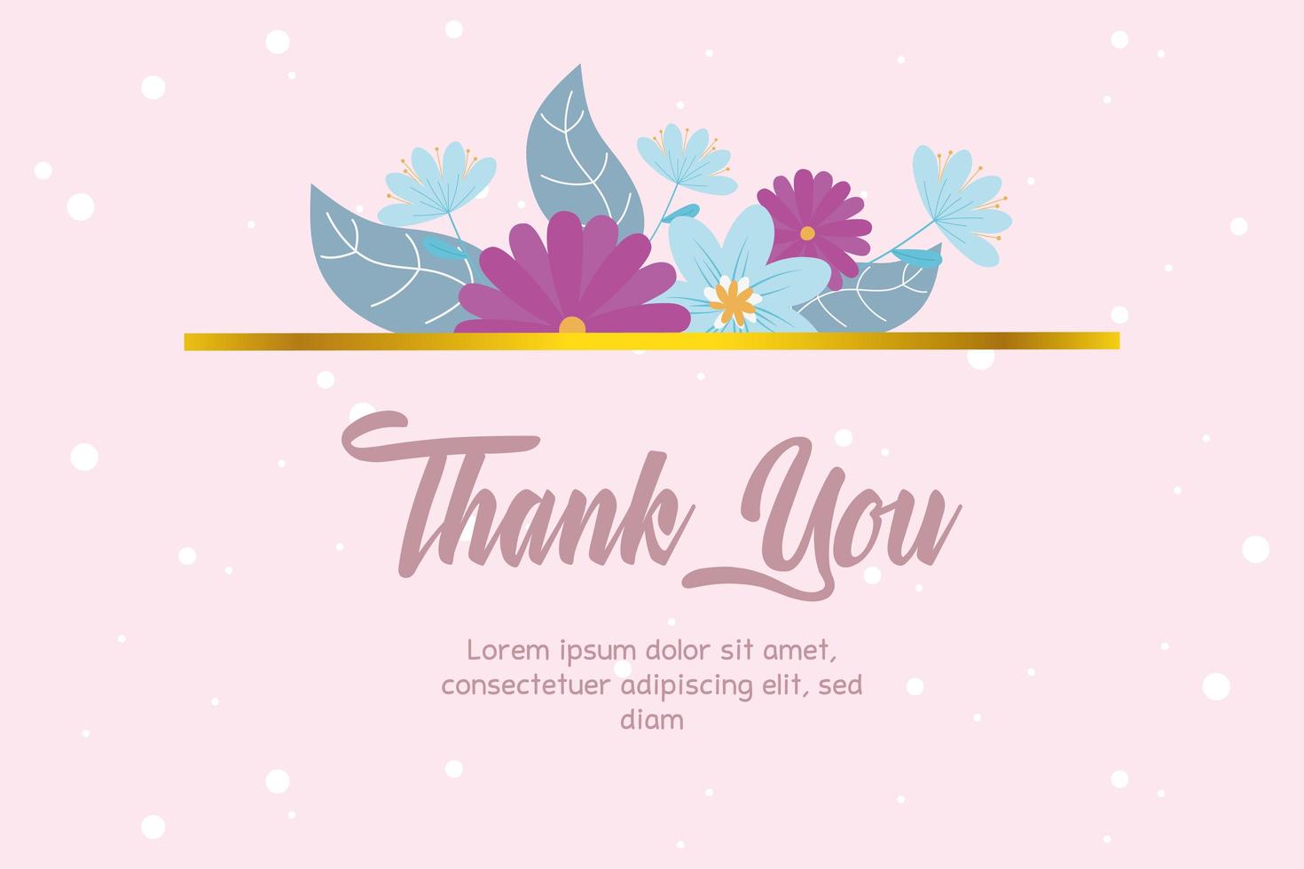 Elegant floral thank you card vector