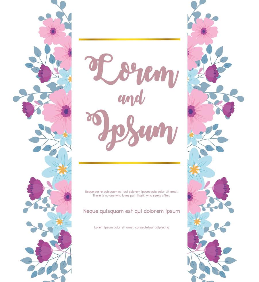 Floral vertical wedding card vector