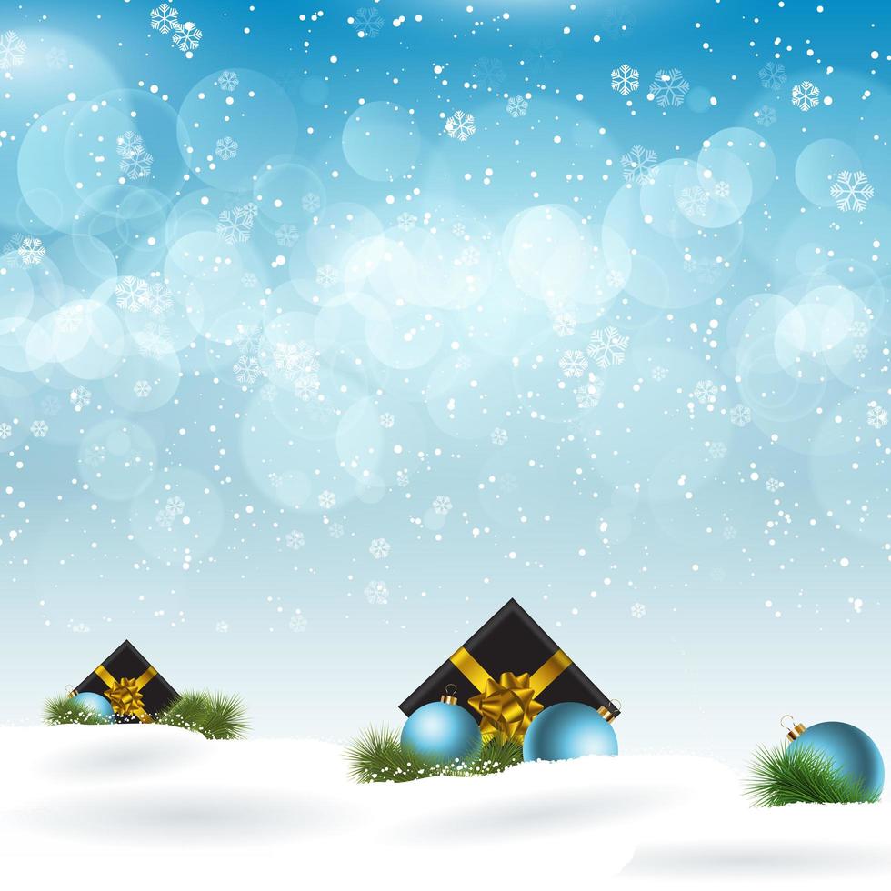 Christmas gifts nestled in snow vector