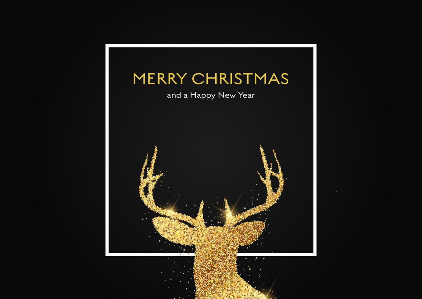 Christmas background with glittery gold deer head vector