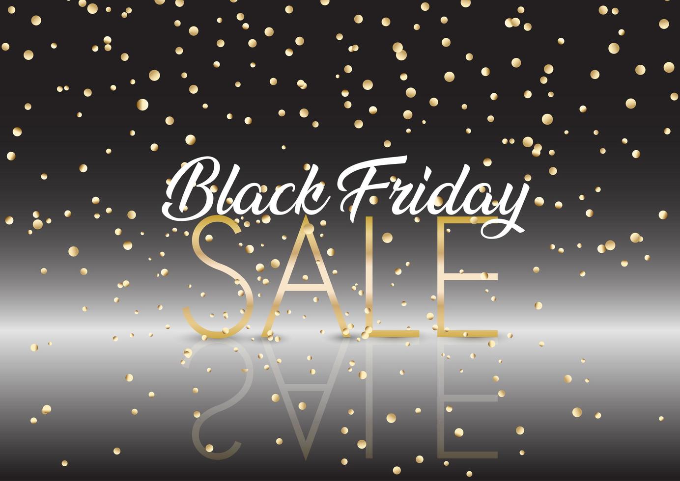 Black Friday sale background with gold confetti vector