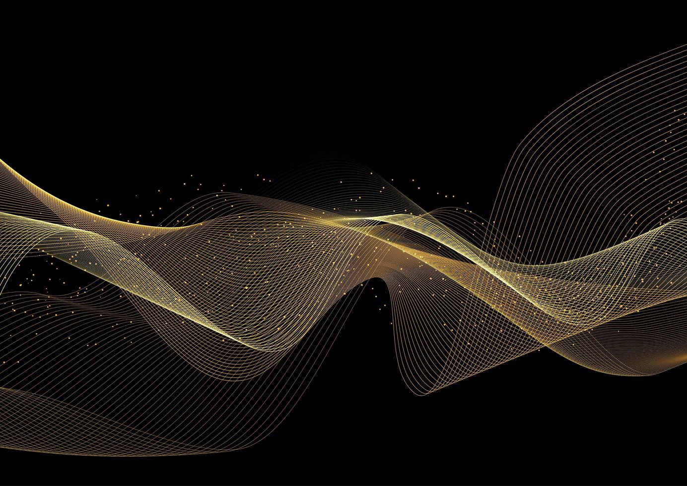 Glittery gold waves background vector