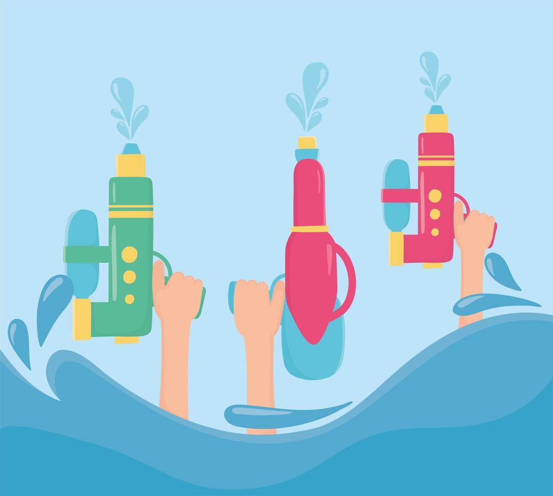 Water guns splashing vector