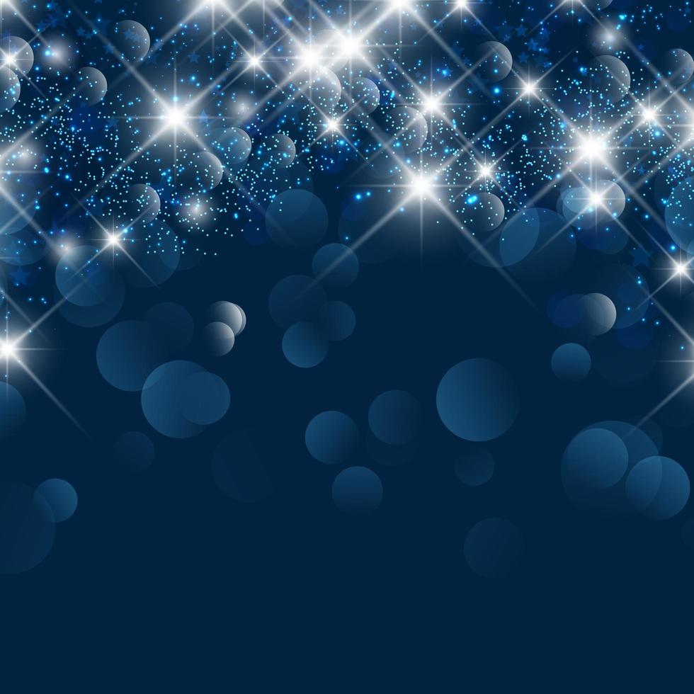 Christmas background with bokeh lights and stars vector