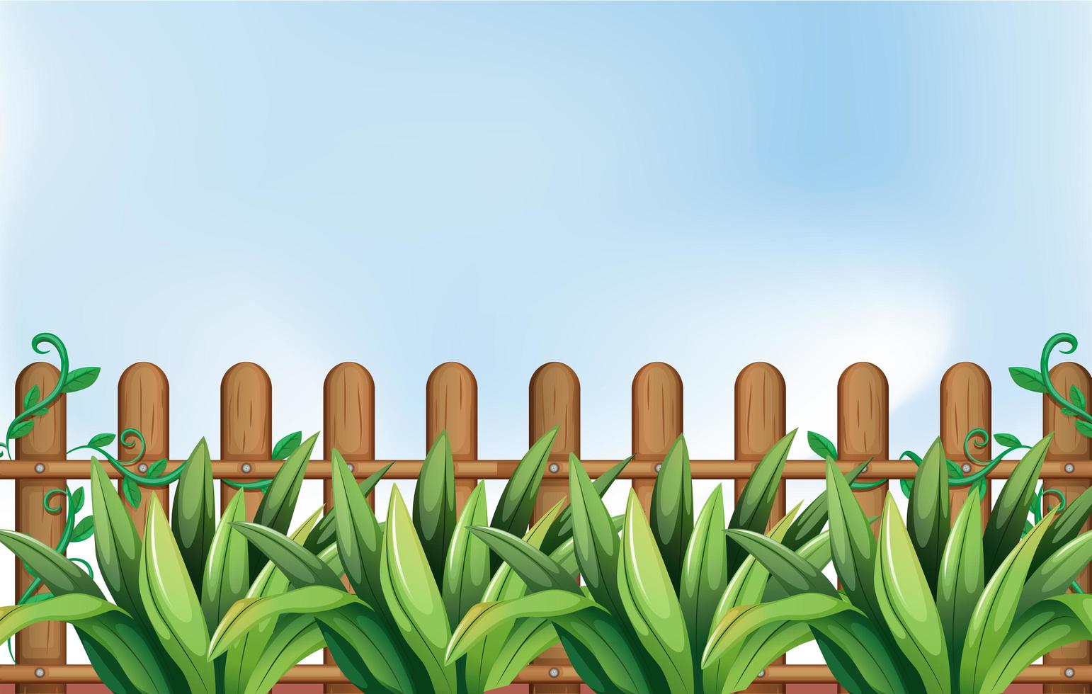 Fence with plants background vector