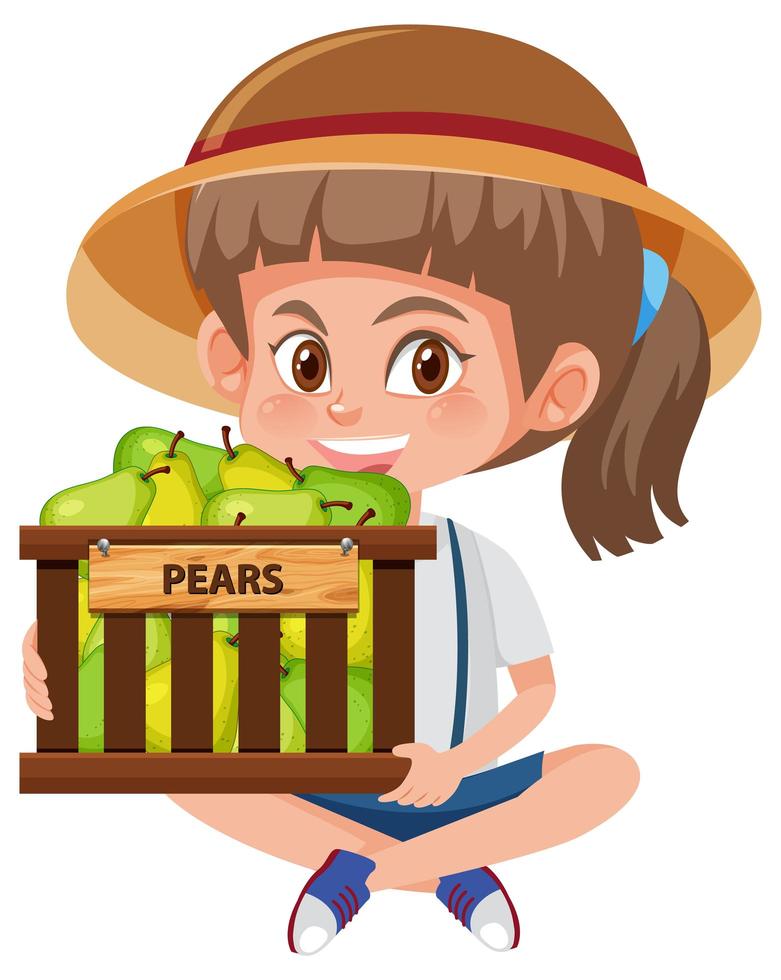 Girl with basket of pears vector