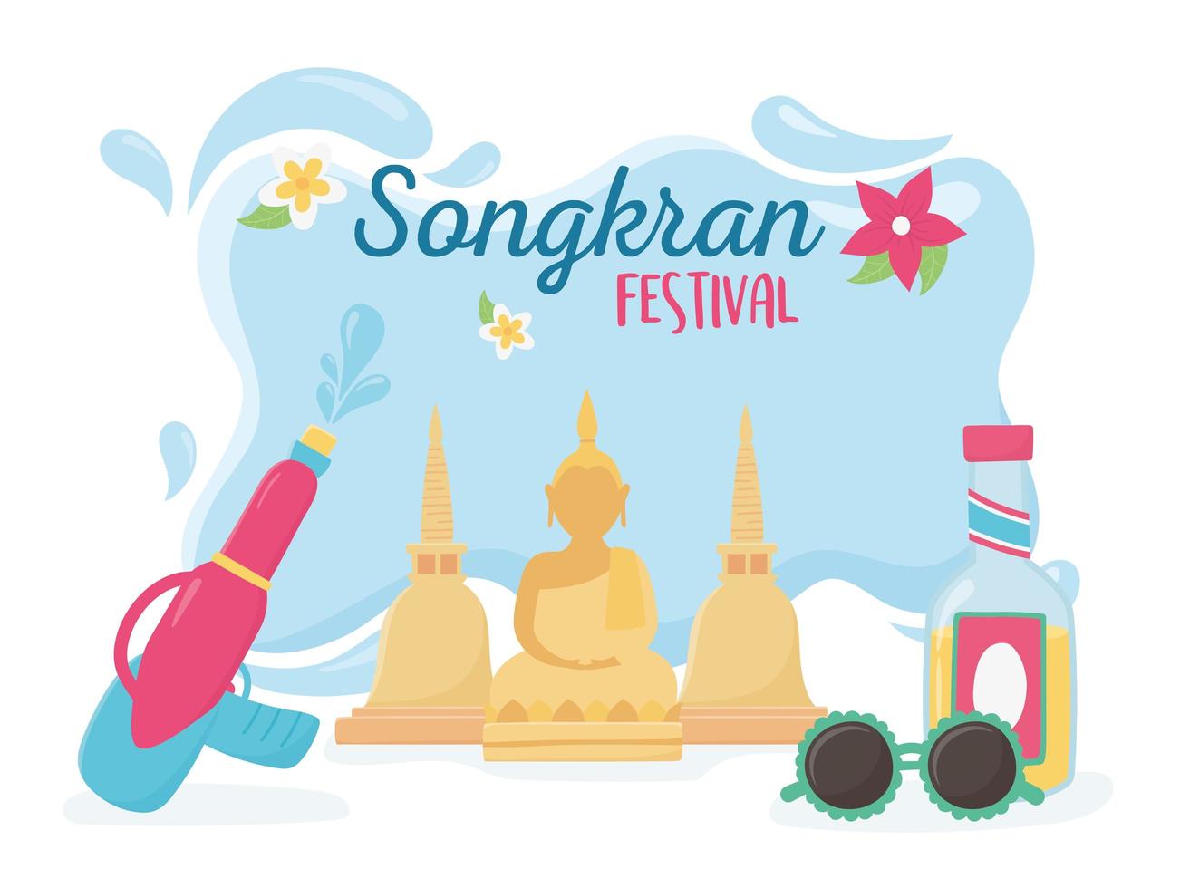 celebración del festival songkran vector