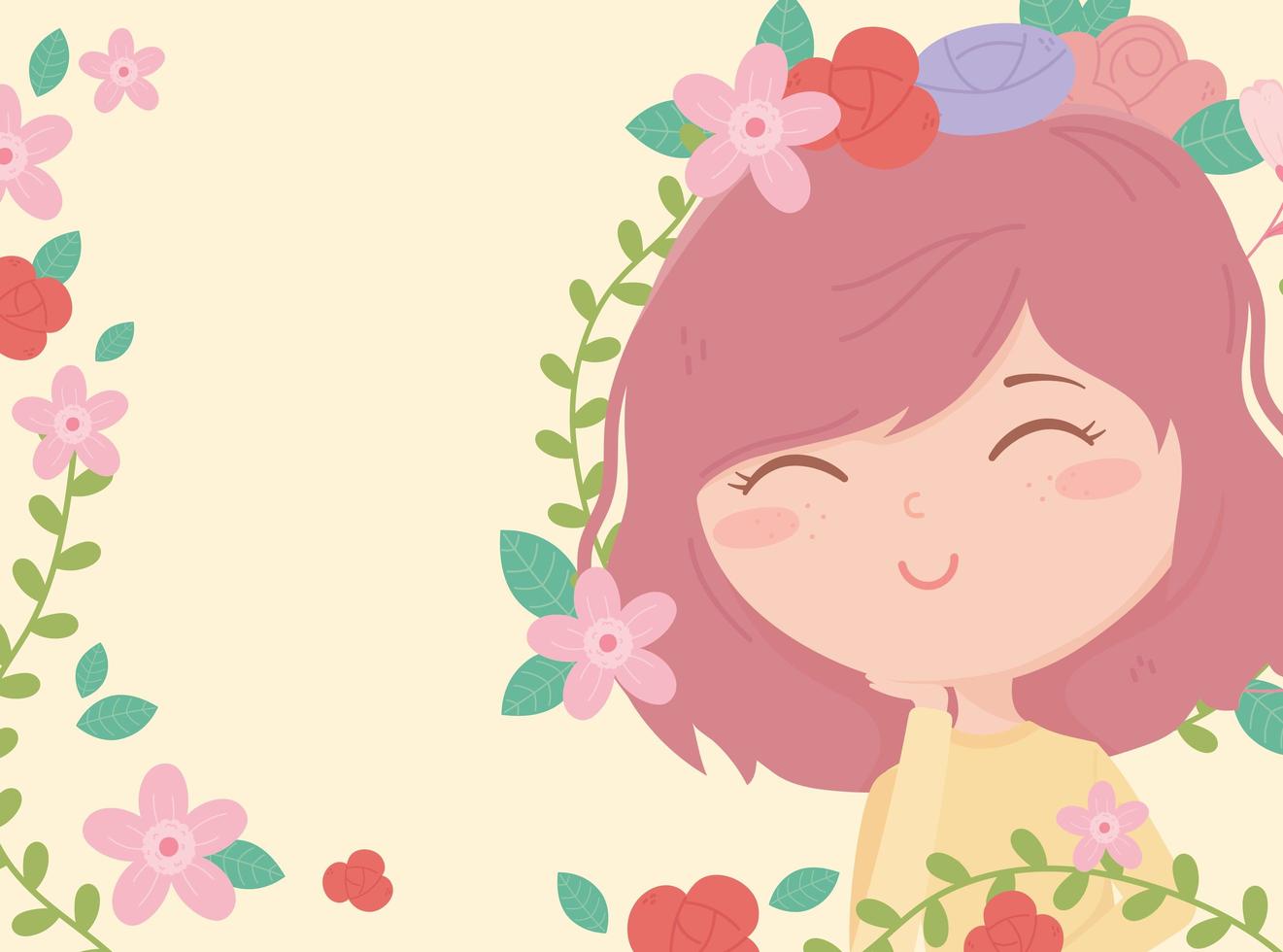 banner con mujer joven y flores vector