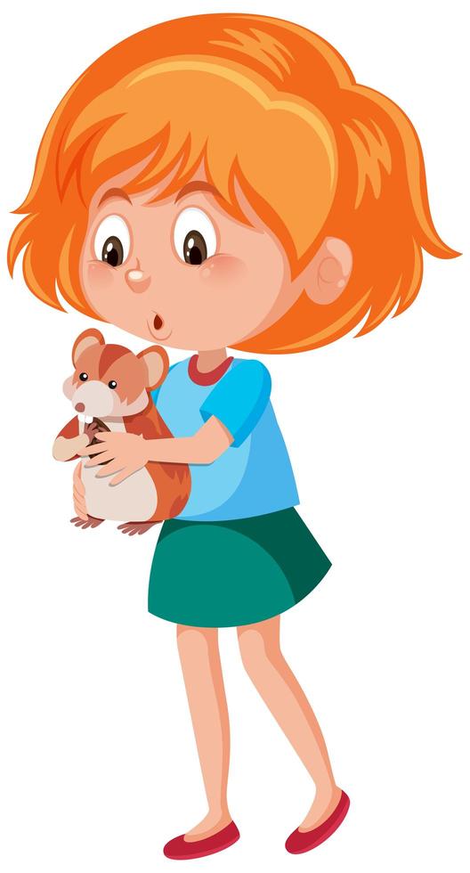 Girl holding rat vector