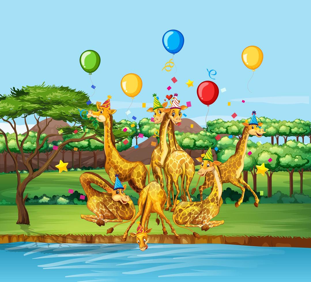 Giraffe party theme design vector