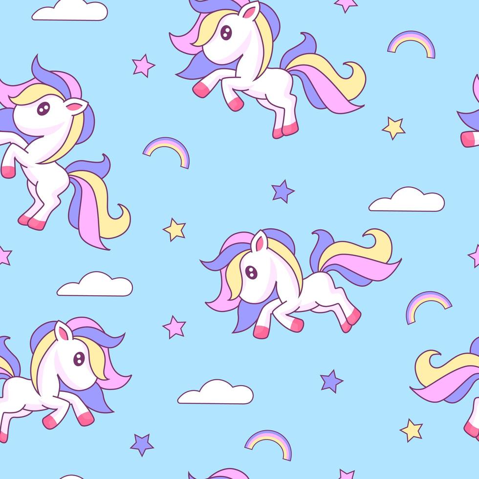 Cute pony seamless pattern vector