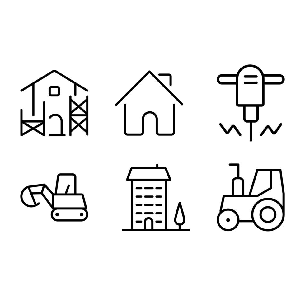 conjunto de diseño de iconos de construcción vector