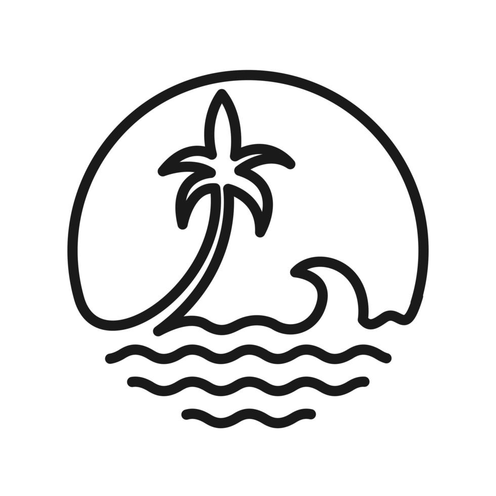 Simple beach and wave t-shirt design vector