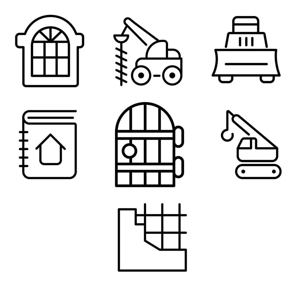 conjunto de diseño de iconos de construcción vector