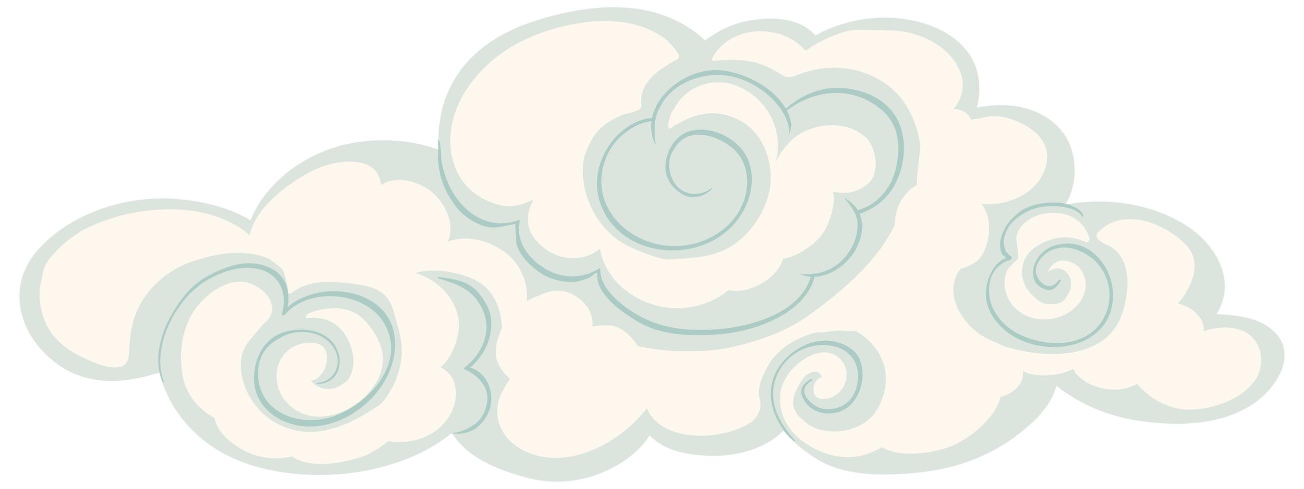 Isolated cloud in chinese style vector