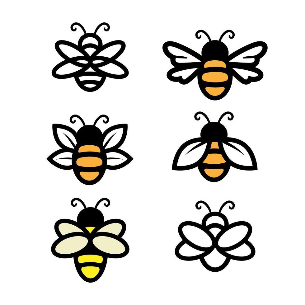 conjunto de abejas, diseño de arte de línea simple vector