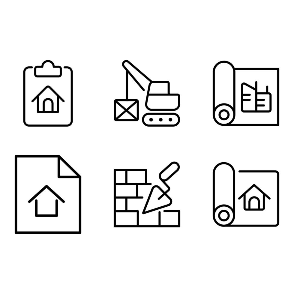 Construction and building icon set vector