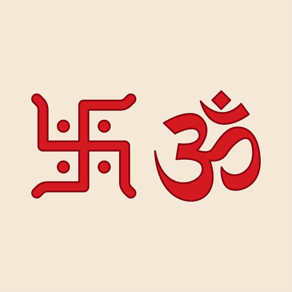 símbolos hindúes de la esvástica y om vector