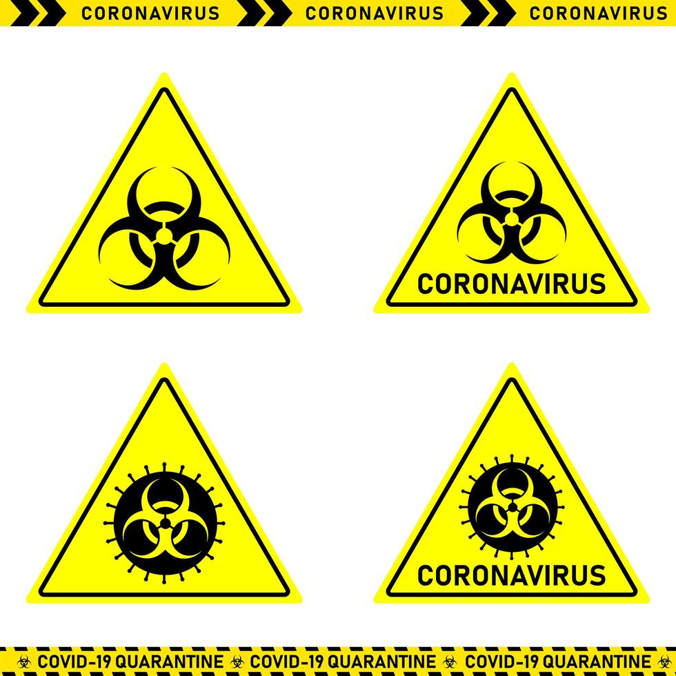 Coronavirus hazard sign collection vector