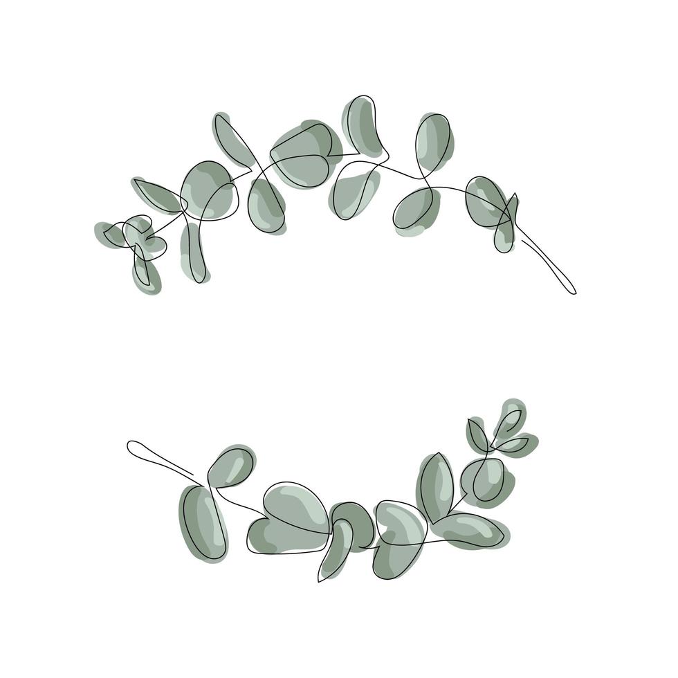 Eucalyptus leaves frame on white background vector