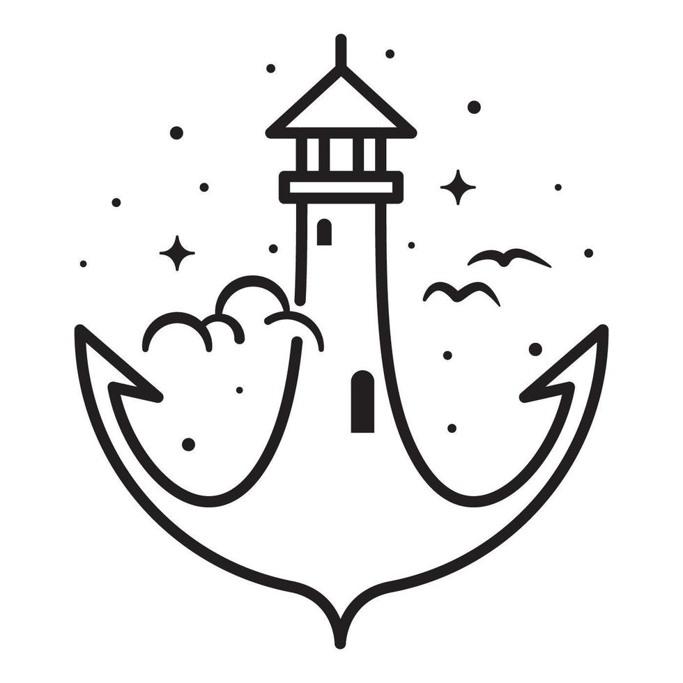 Lighthouse and anchor line art design 1434124 Vector Art at Vecteezy