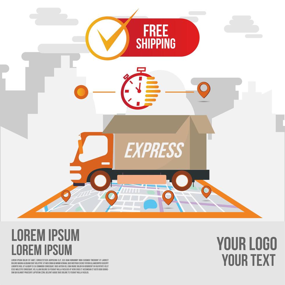 Fast delivery and shipping online app vector
