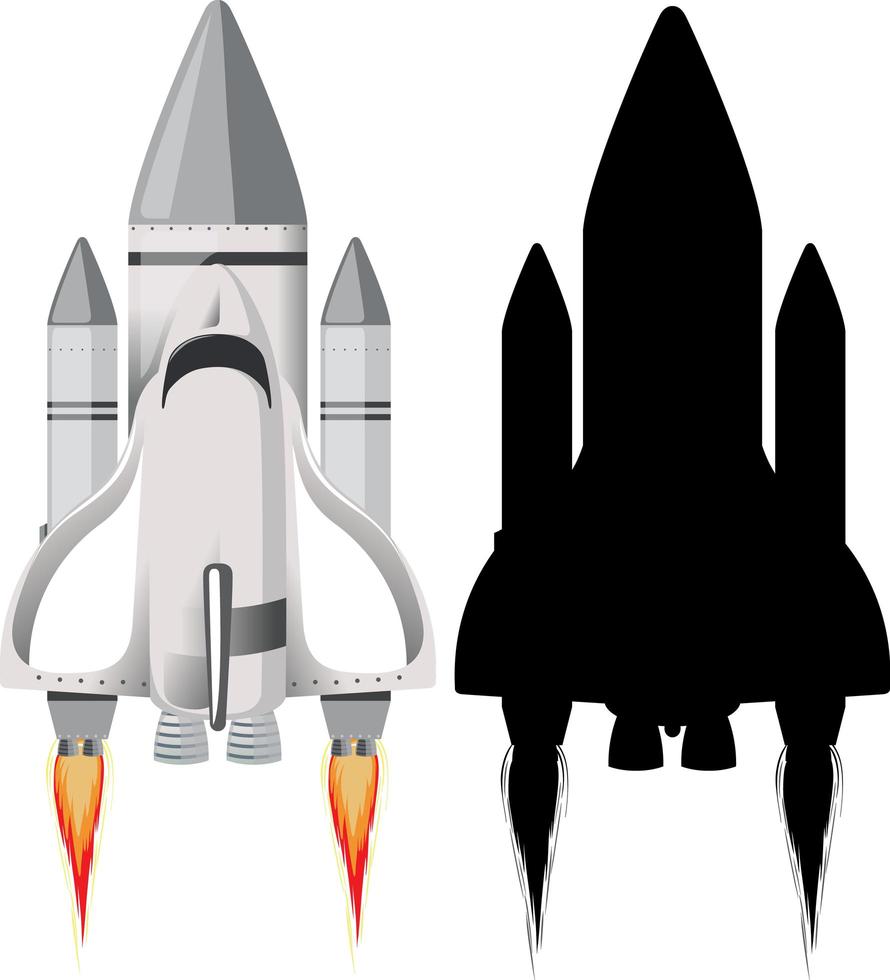 Rocket with its silhouette on white background vector