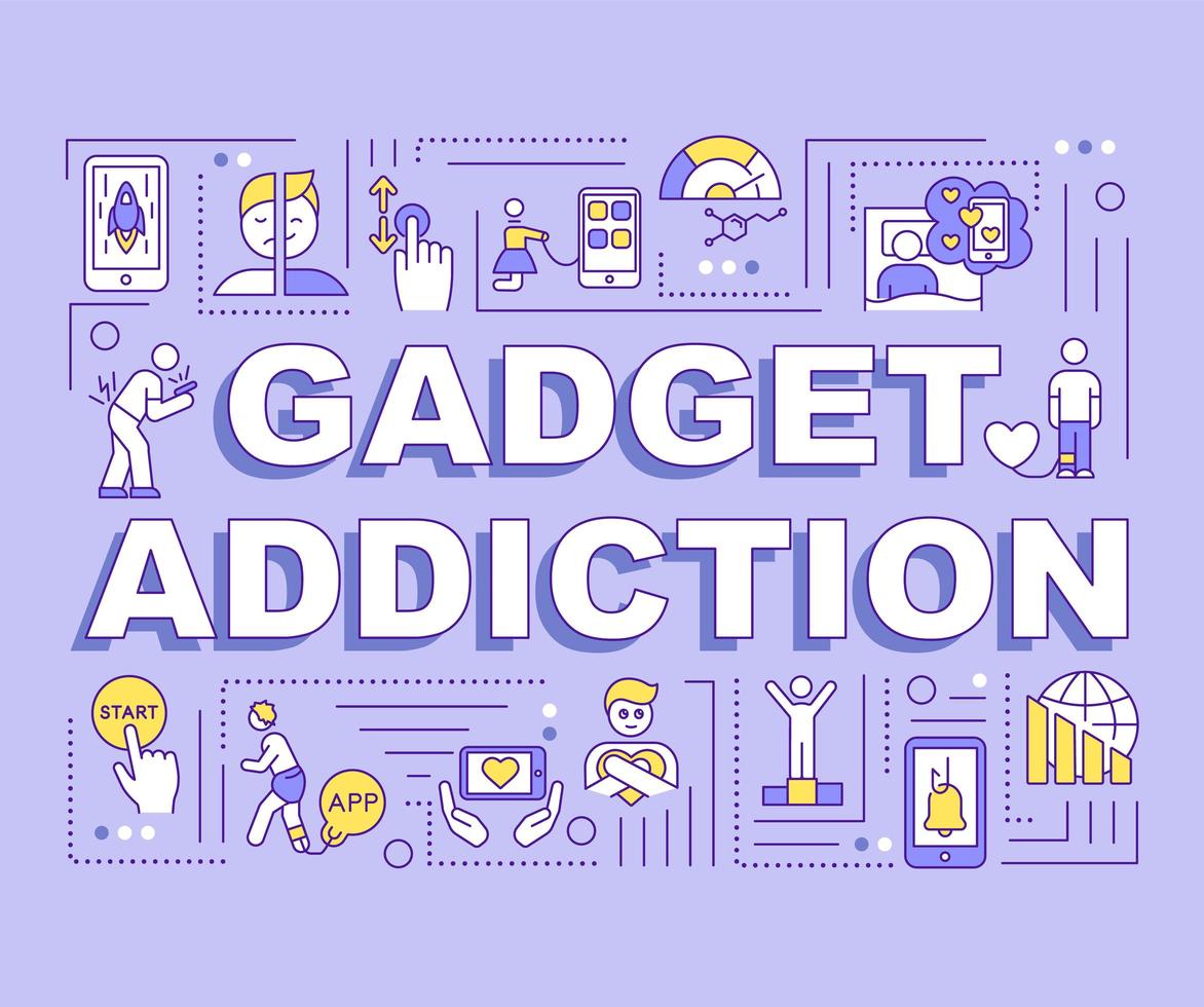 Gadget addiction concept banner vector