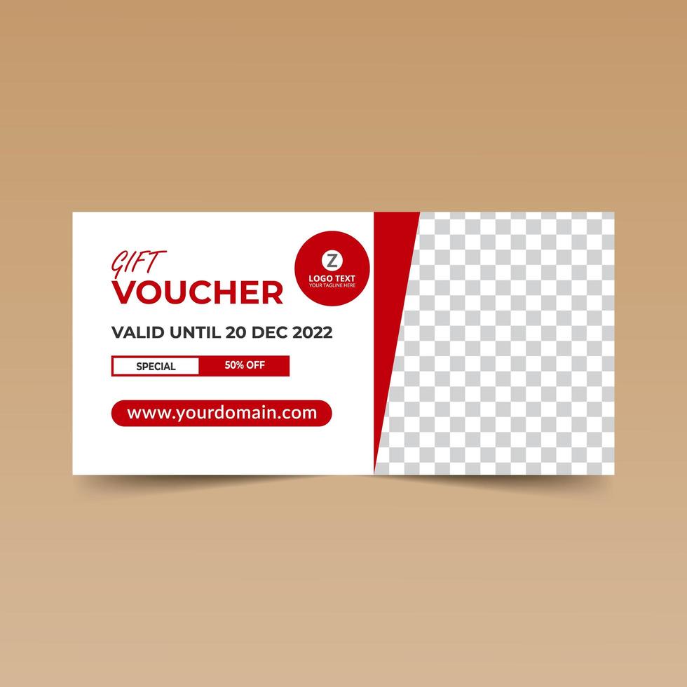 Red gift voucher design template vector