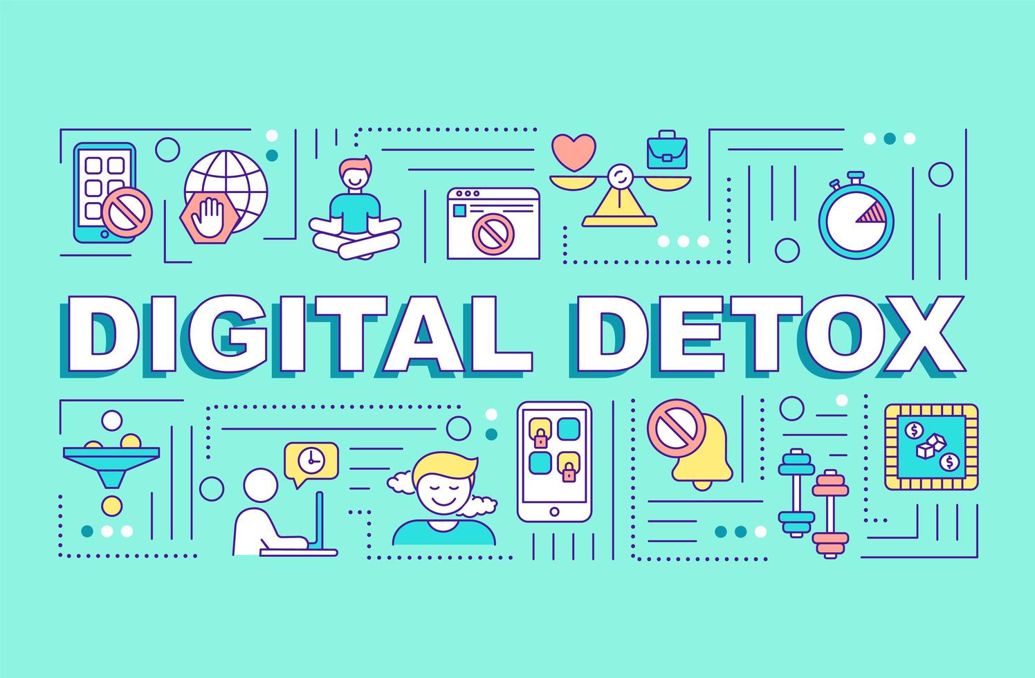 banner de conceptos de desintoxicación digital vector