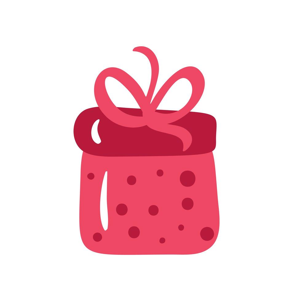 Christmas red gift box with ribbon and bow vector