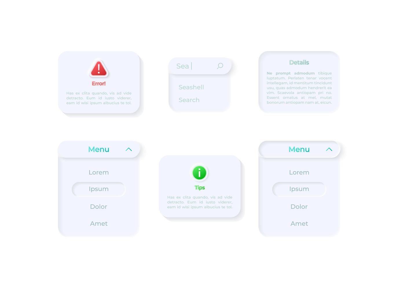 Info panel, UI elements kit vector