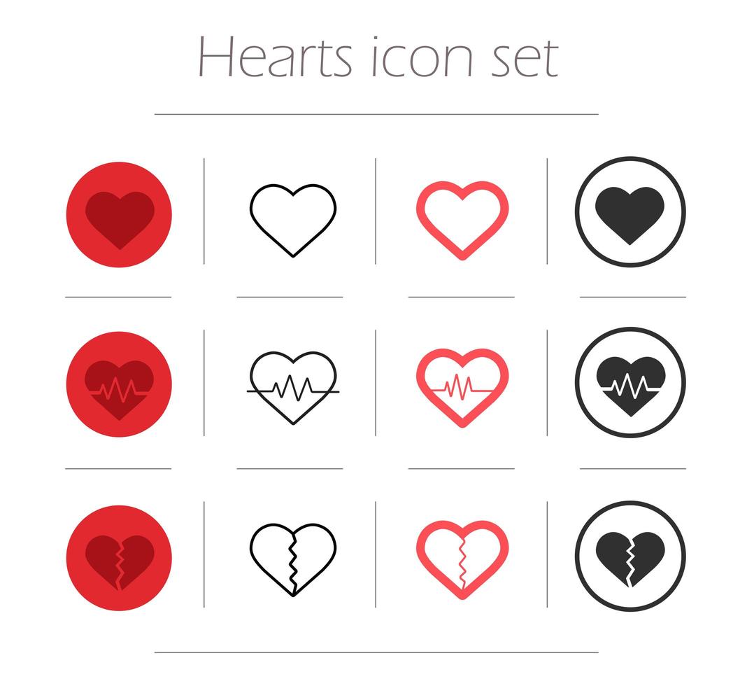 Vector hearts icon set