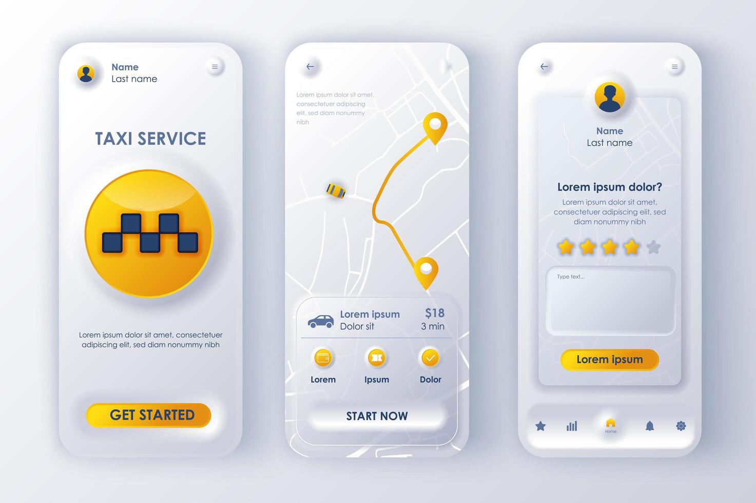 Taxi service unique neomorphic design kit vector