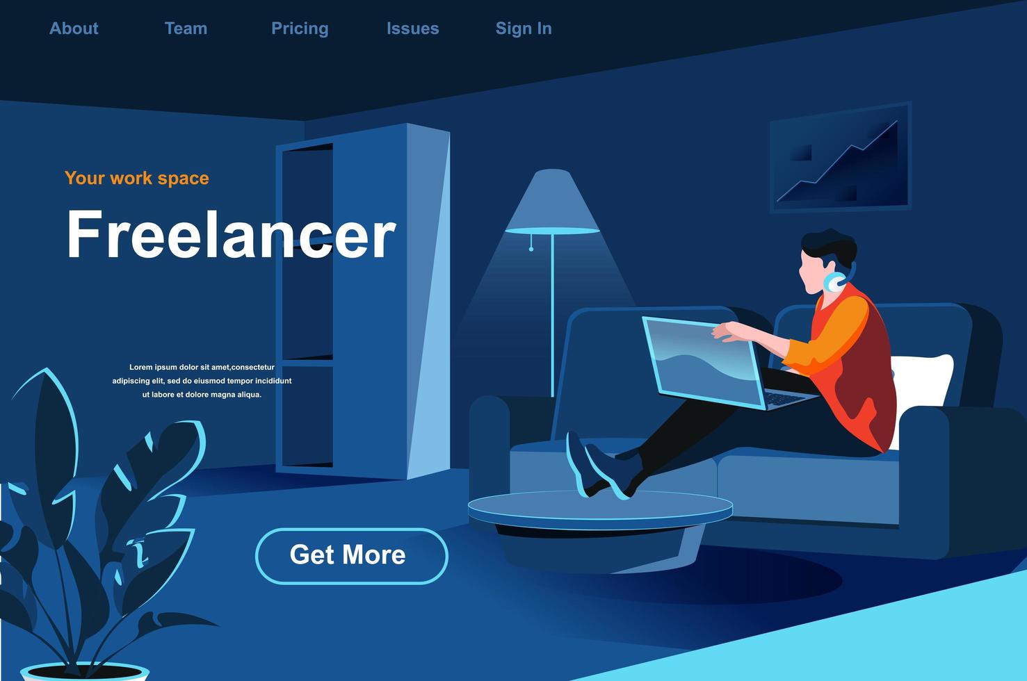 Freelance job isometric landing page vector