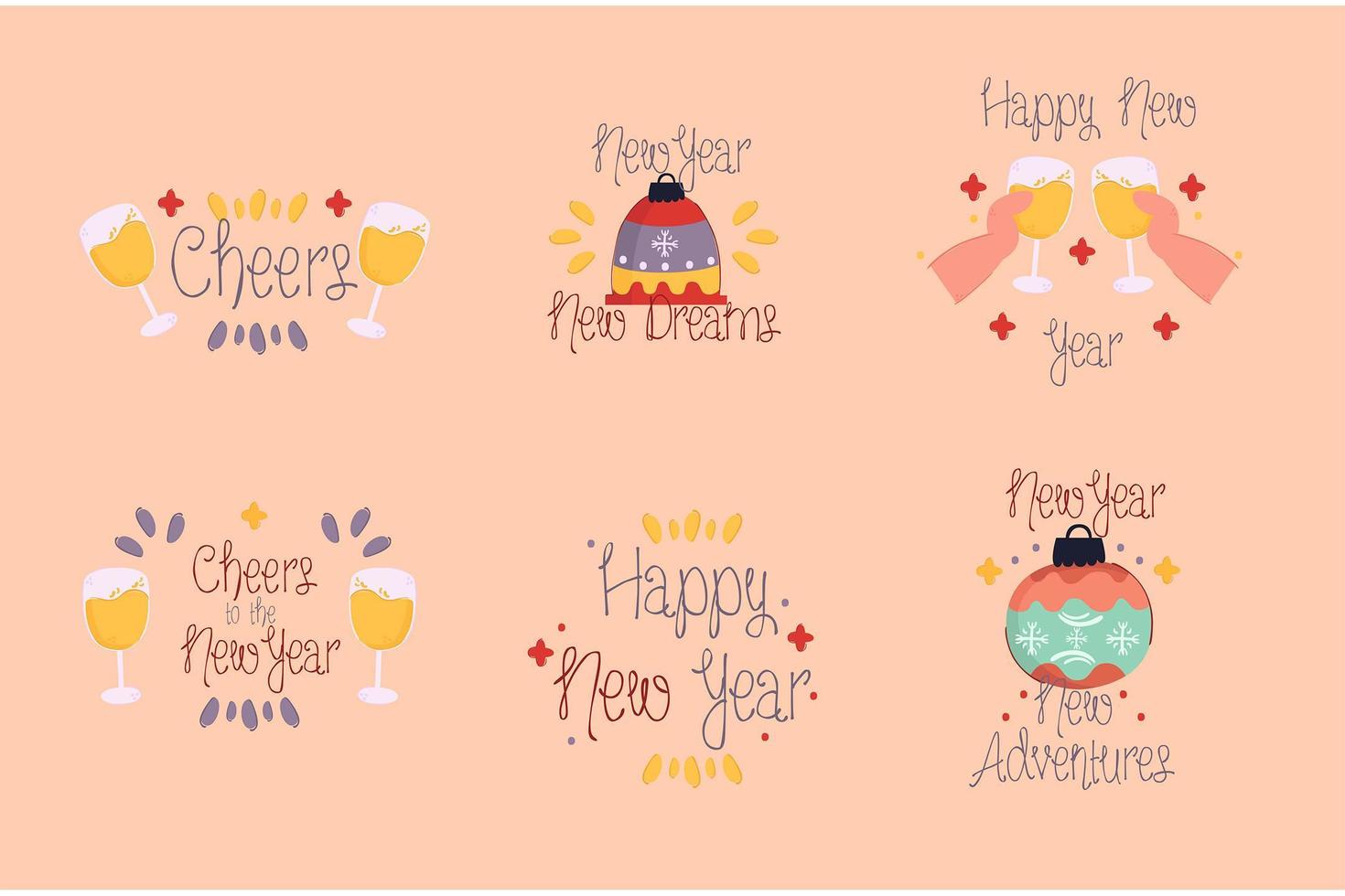 Happy New Year Badges Pack vector