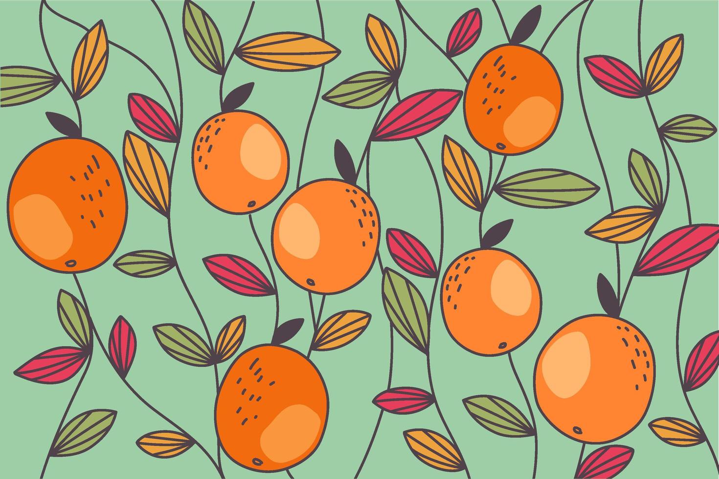 Abstract Orange and Colored Leaves Pattern vector