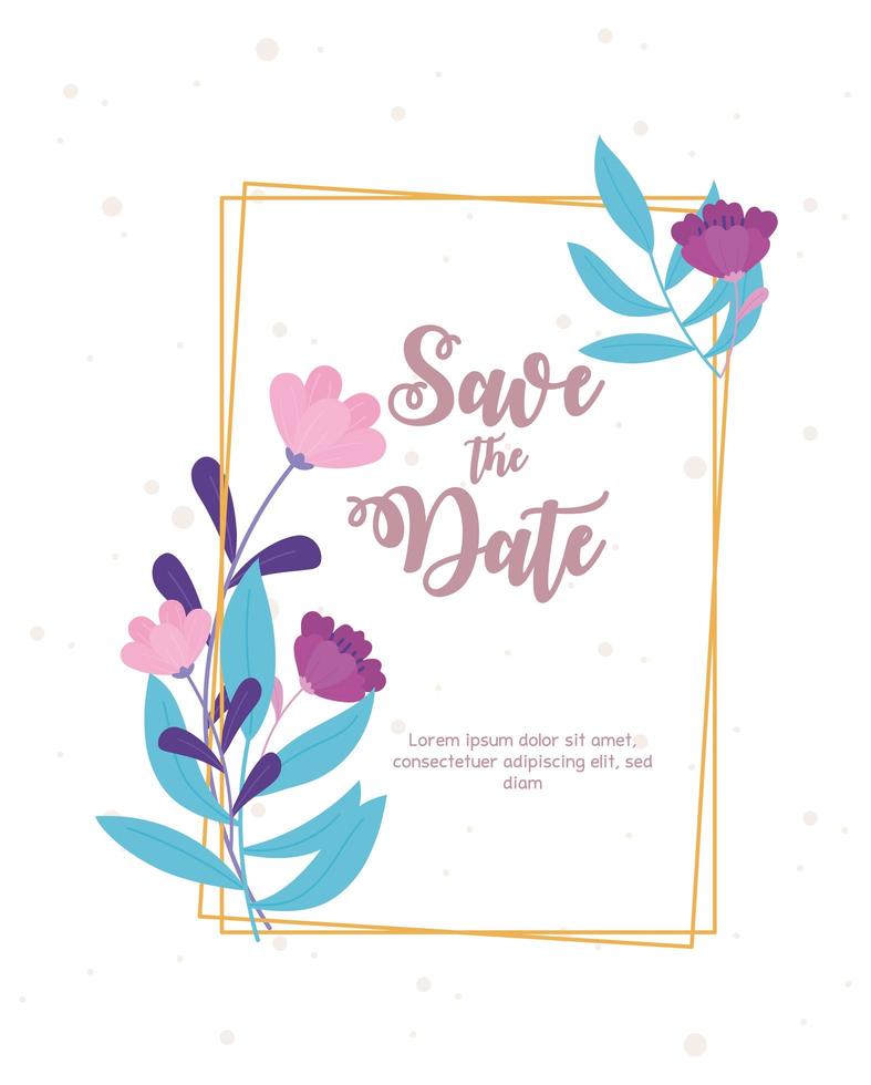 Elegant floral wedding card template vector