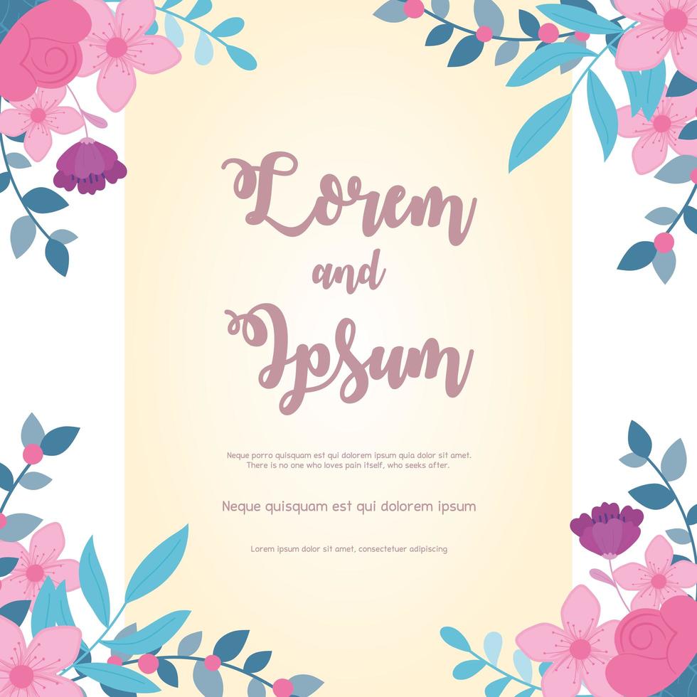 Elegant floral wedding card template vector