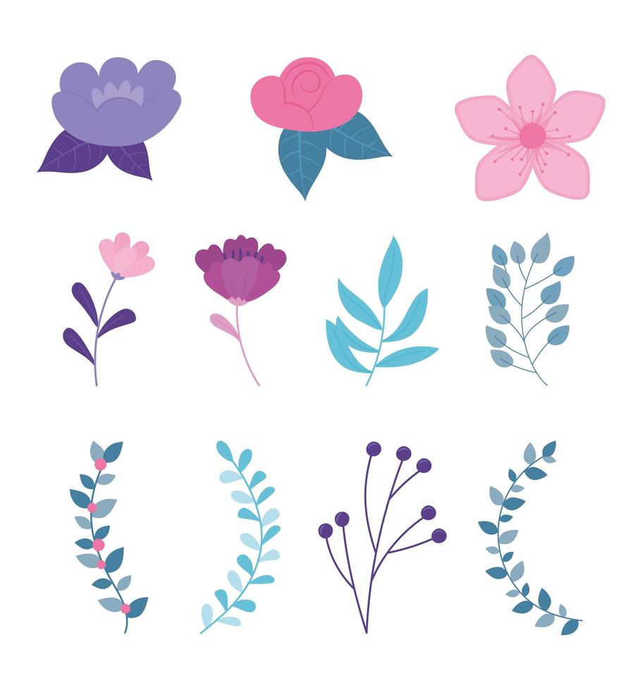 Cute flower set vector