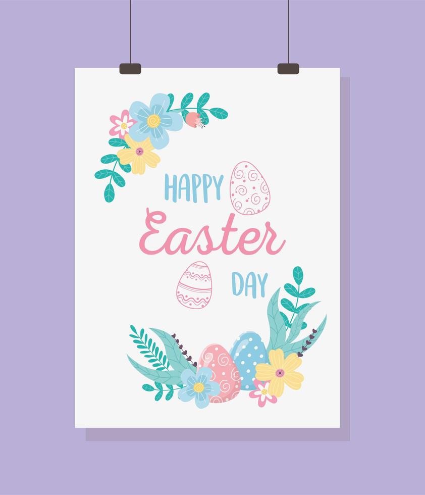 Easter Day celebration hanging card vector