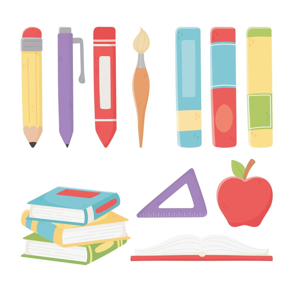 School material icon set vector