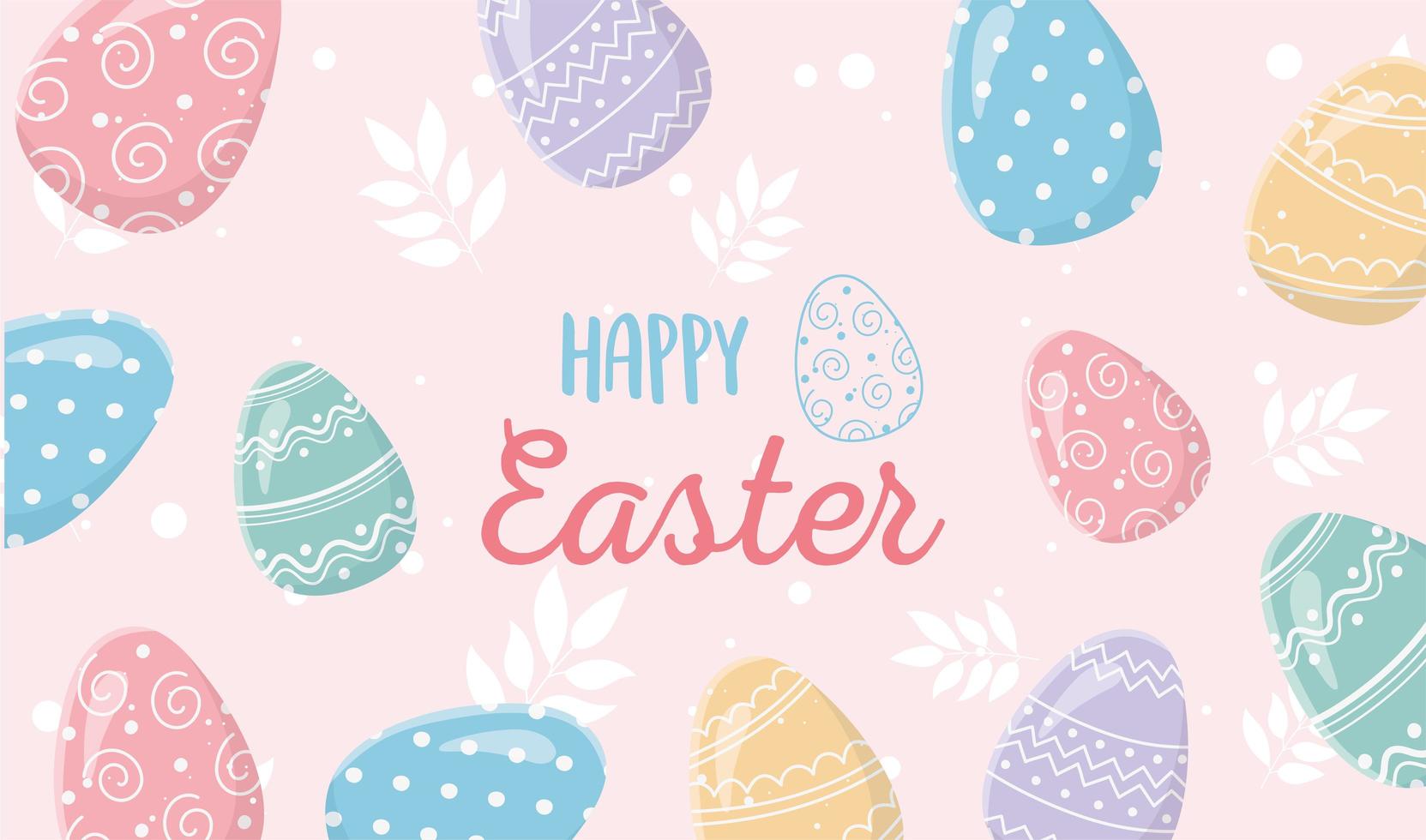 Happy Easter celebration banner with eggs vector