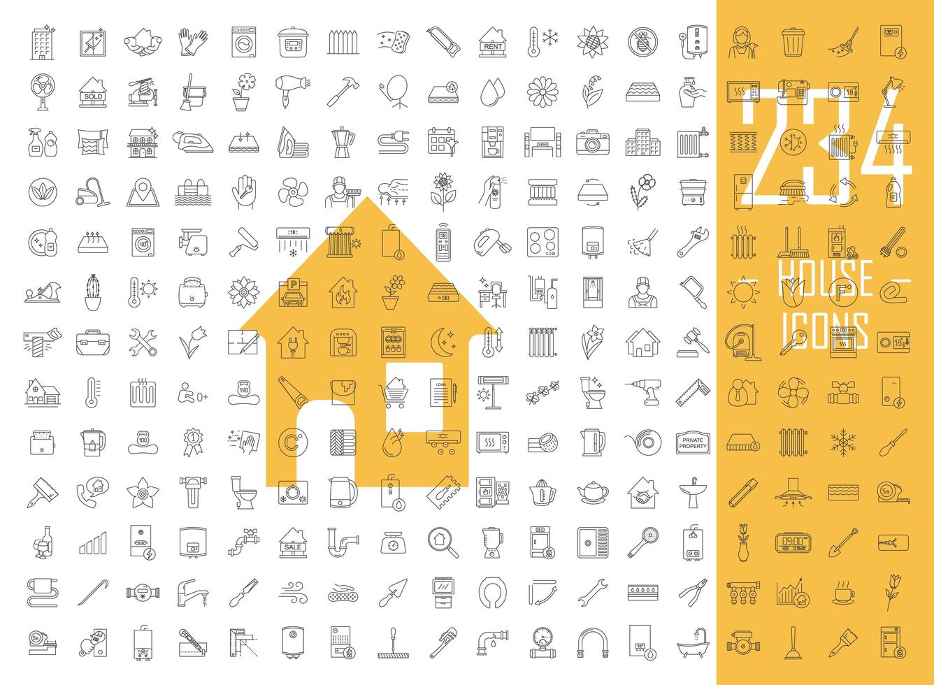 House Linear Icons Big Set vector