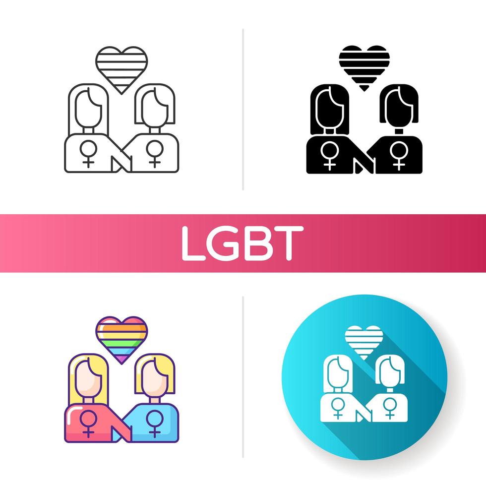 iconos de relaciones lesbianas vector