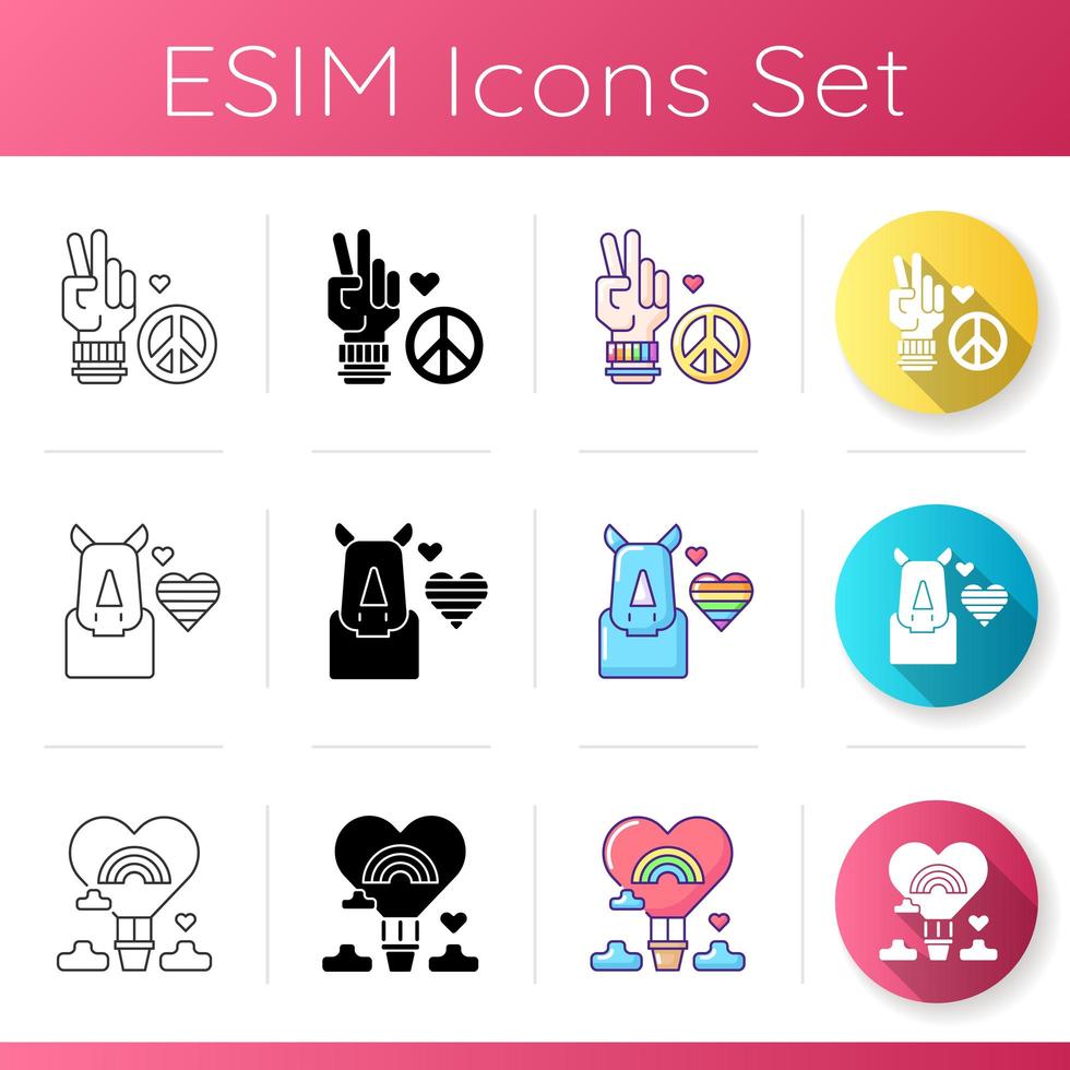 LGBT movement icons set vector