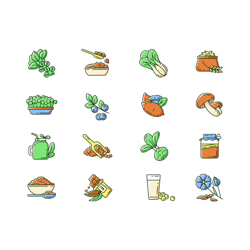 Superfoods Variety, RGB Color Icons Set vector
